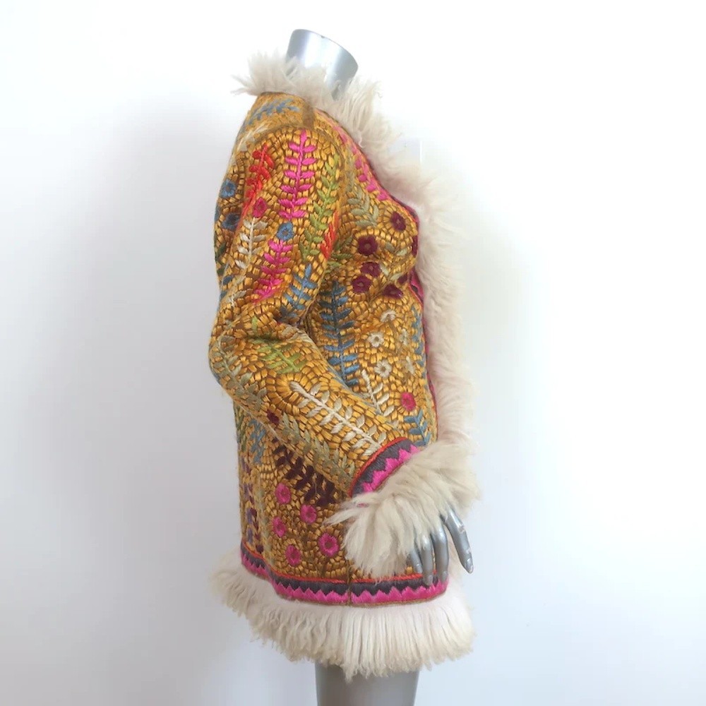 Zimmermann Ladybeetle Embroidered Shearling Jacket Multicolor Leather Size 0 NEW - Picture 3 of 6